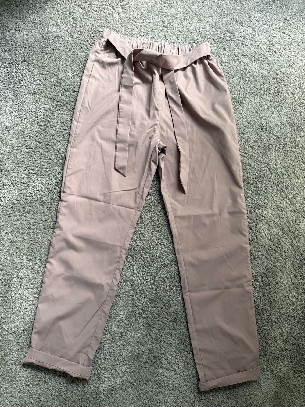Casual Tie-Waist Pants in Beige